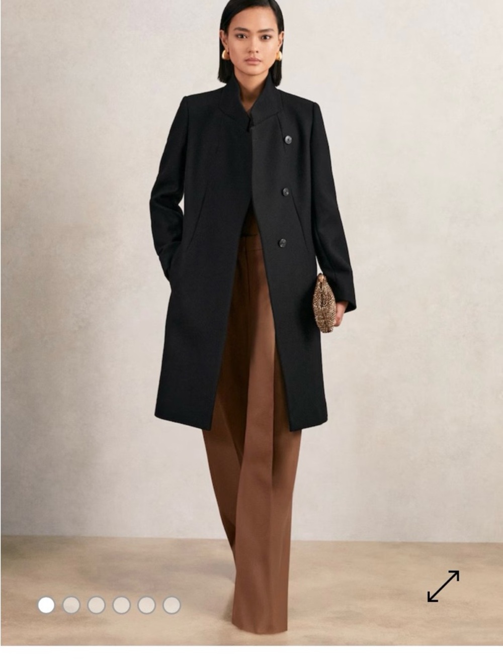 Reiss Max Wool-Blend Wrapover Mid-Length Coat in Black Size 8 New No Tag